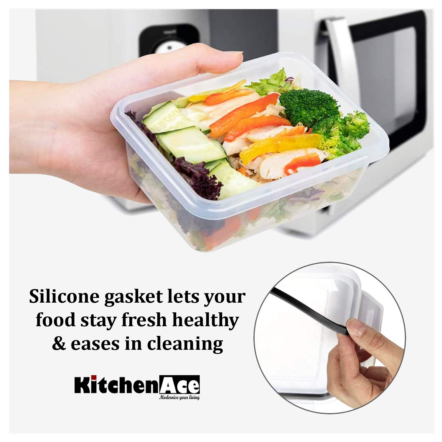 KITCHENACE,Modernise your living, Kitchen containers set, Fridge storage boxes, Plastic containers for kitchen organizer, Kitche